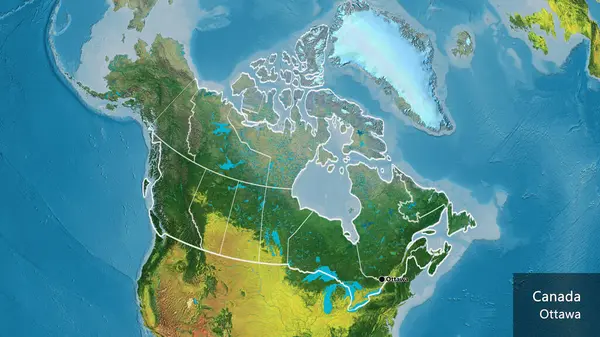 Közelkép Kanadai Határterületről Annak Regionális Határairól Topográfiai Térképen Remek Pont — Stock Fotó