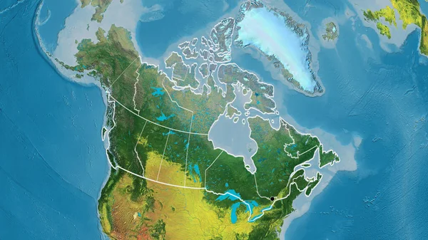 カナダ国境地域とその地域の境界線のクローズアップは 地形図上にあります 資本ポイント 全国の概要 — ストック写真