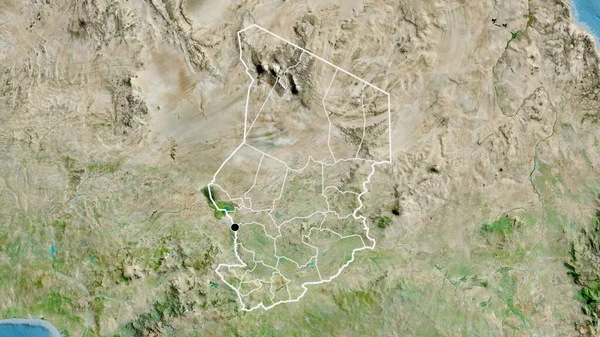 Primer Plano Zona Fronteriza Chad Sus Fronteras Regionales Mapa Por — Foto de Stock