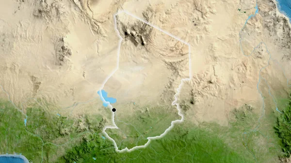Közelkép Csádi Határvidékről Egy Műholdas Térképen Remek Pont Fényes Körül — Stock Fotó