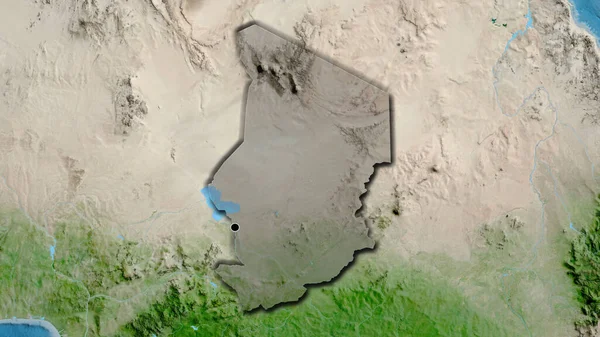 Nahaufnahme Des Grenzgebiets Zum Tschad Hervorgehoben Durch Eine Dunkle Überlagerung — Stockfoto