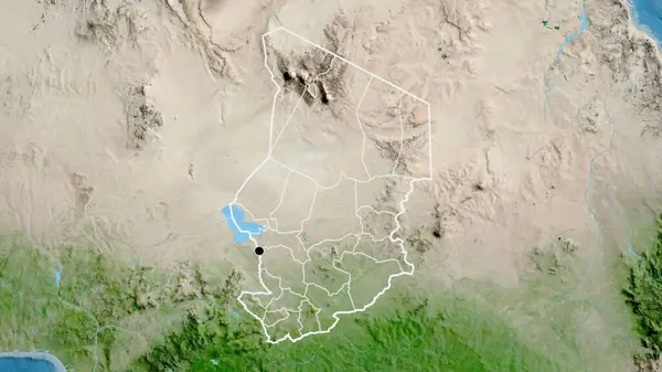 Primer Plano Zona Fronteriza Chad Sus Fronteras Regionales Mapa Por —  Fotos de Stock