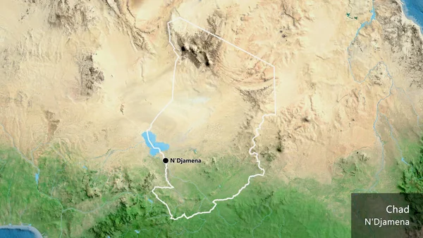 Közelkép Csádi Határvidékről Egy Műholdas Térképen Remek Pont Vázolja Fel — Stock Fotó