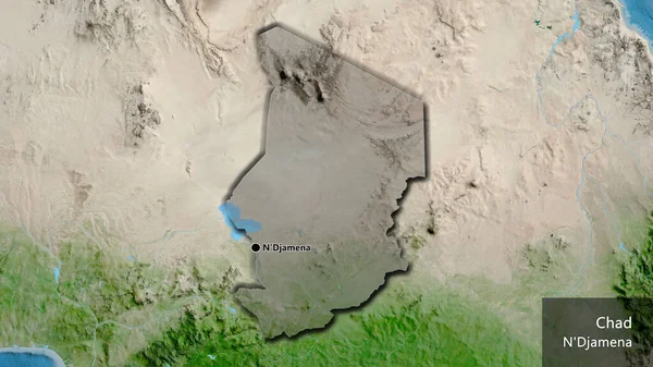 Csádi Határ Menti Terület Közelsége Amely Egy Műholdas Térképen Sötét — Stock Fotó