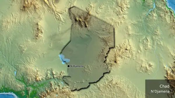 Närbild Tchads Gränsområde Med Ett Mörkt Överdrag Fysisk Karta Huvudpunkt — Stockfoto
