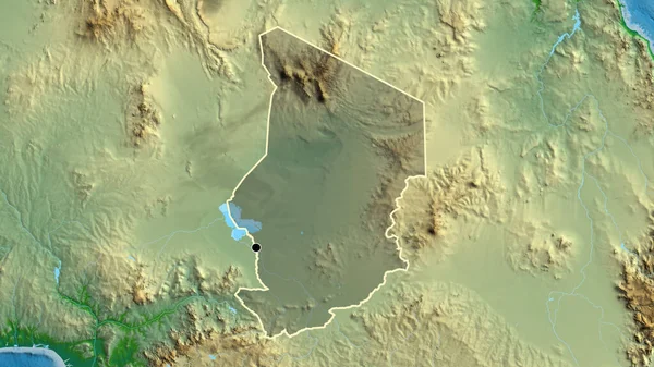 Chad Sınır Bölgesinin Yakın Çekimleri Fiziksel Bir Haritada Koyu Bir — Stok fotoğraf