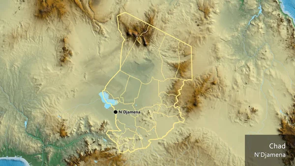 Närbild Tchads Gränsområde Och Dess Regionala Gränser Hjälporganisation Huvudpunkt Runt — Stockfoto