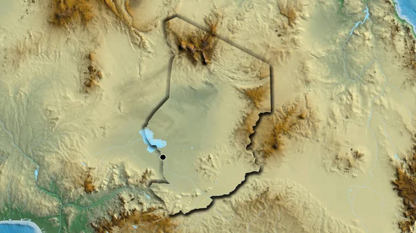 Närbild Tchads Gränsområde Hjälpkarta Huvudpunkt Skalade Kanter Lantformen — Stockfoto