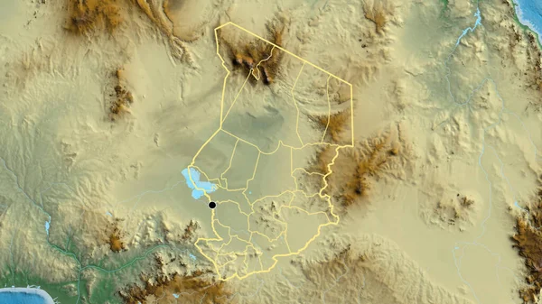 Крупный План Приграничного Района Чада Региональных Границ Карте Рельефа Отличный — стоковое фото