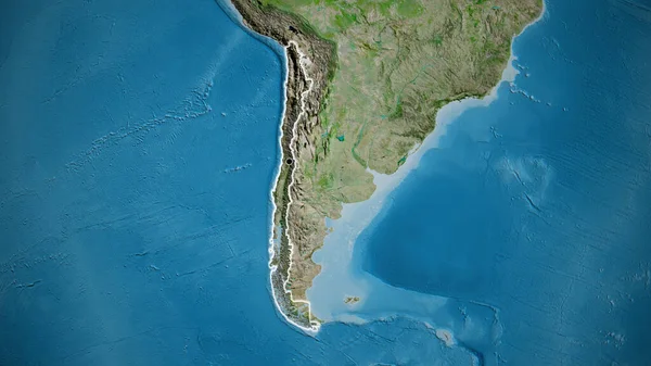 Крупный План Пограничной Зоны Чили Спутниковой Карте Отличный Момент Светится — стоковое фото
