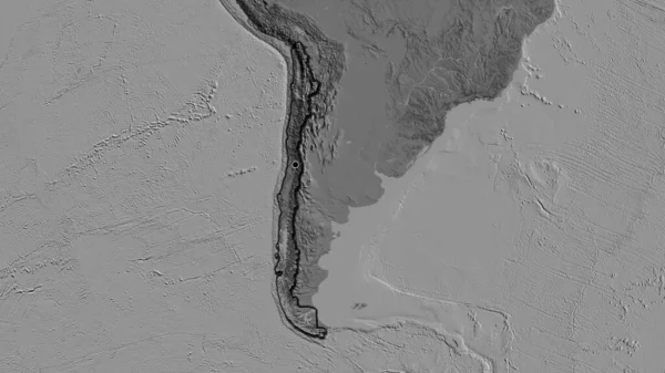 レベルマップ上のチリ国境地域の閉鎖 資本ポイント 国の形の縁が隠されている — ストック写真