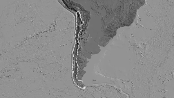 在双边地图上对智利边境地区进行的密切监视 资本点 风靡全国 — 图库照片