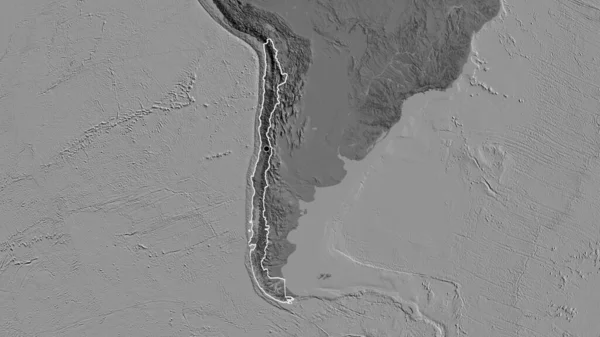 在双边地图上对智利边境地区进行的密切监视 资本点 国家形貌概述 — 图库照片
