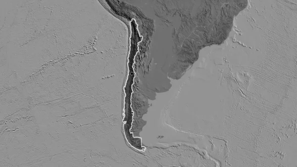 智利边境地区的特写镜头突出显示了一张双层地图上的黑暗阴影 资本点 风靡全国 — 图库照片
