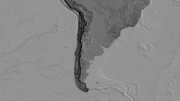 レベルマップ上の暗いオーバーレイで強調チリ国境地域のクローズアップ 資本ポイント 国の形の縁が隠されている — ストック写真