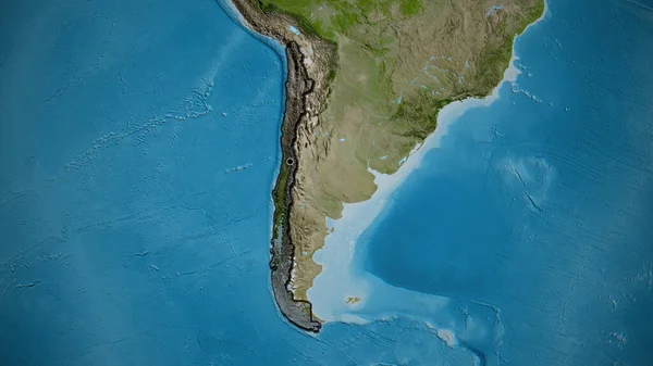 Közelkép Chilei Határ Menti Területről Amely Egy Műholdas Térképen Egy — Stock Fotó