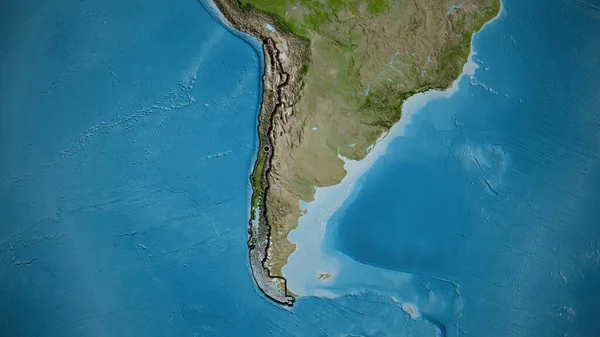 Närbild Chiles Gränsområde Satellitkarta Huvudpunkt Skalade Kanter Lantformen — Stockfoto