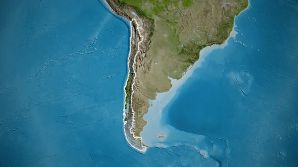 Nahaufnahme Des Chilenischen Grenzgebiets Auf Einer Satellitenkarte Kapitalpunkt Glühen Ganzen — Stockfoto