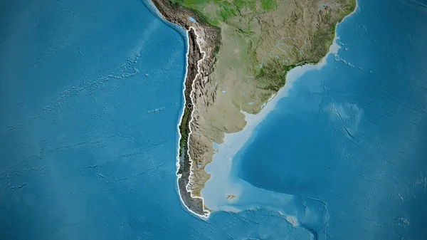 チリの国境地帯のクローズアップは 衛星地図上の暗いオーバーレイで強調しています 資本ポイント 全国に光る — ストック写真