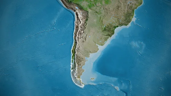 Крупный План Пограничной Зоны Чили Спутниковой Карте Отличный Момент Светится — стоковое фото