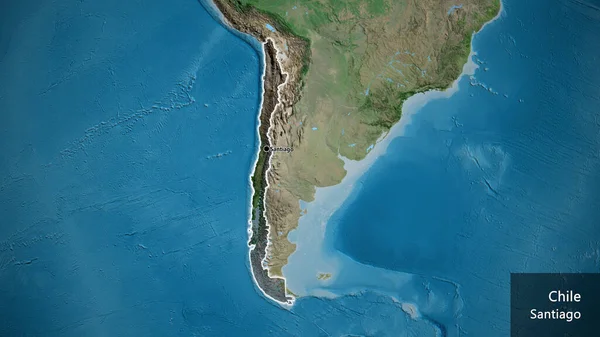Close Chile Border Area Highlighting Dark Overlay Satellite Map Capital — Stock Photo, Image