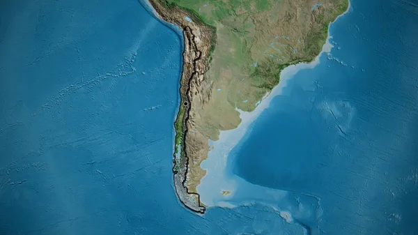 Nahaufnahme Des Chilenischen Grenzgebiets Auf Einer Satellitenkarte Kapitalpunkt Abgeschrägte Ränder — Stockfoto