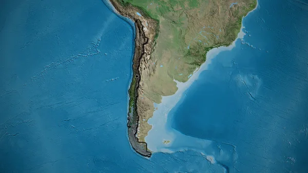 Крупный План Приграничной Зоны Чили Темным Наложением Спутниковую Карту Отличный — стоковое фото