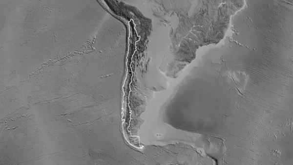 Gri Tonlu Bir Haritada Şili Sınır Bölgesinin Yakın Çekimi Ana — Stok fotoğraf