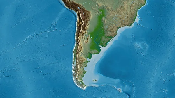 Nahaufnahme Des Chilenischen Grenzgebiets Auf Einer Physischen Karte Kapitalpunkt Glühen — Stockfoto