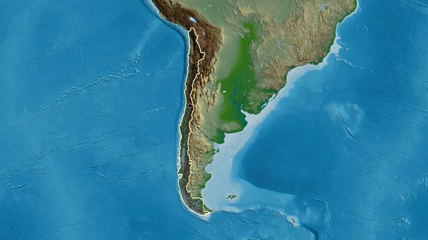 智利边境地区的特写镜头突出显示了一张实景地图上的黑暗阴影 资本点 国家形貌概述 — 图库照片