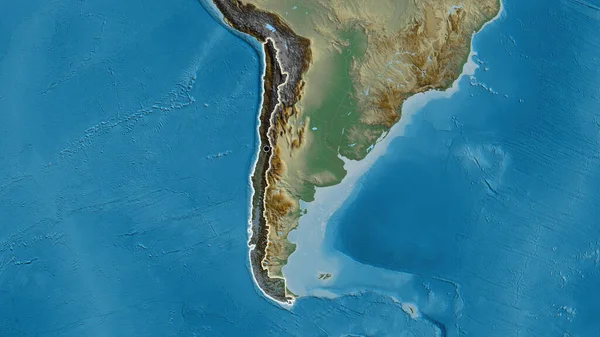 Közelkép Chilei Határ Menti Területről Amely Egy Domborzati Térképen Sötét — Stock Fotó