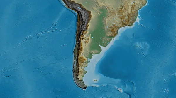 Şili Sınır Bölgesinin Yakın Çekimleri Bir Yardım Haritasında Koyu Bir — Stok fotoğraf