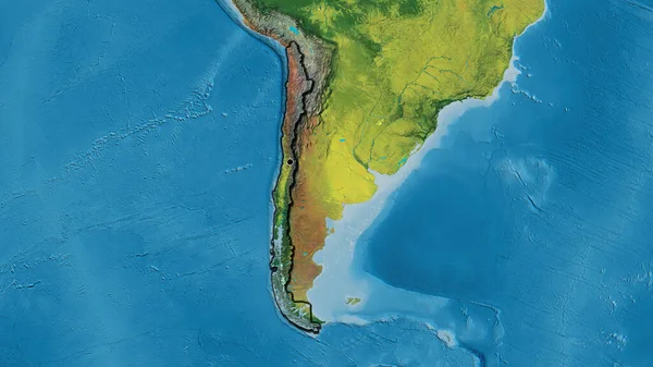 Close Área Fronteira Chile Mapa Topográfico Ponto Capital Bordas Biseladas — Fotografia de Stock