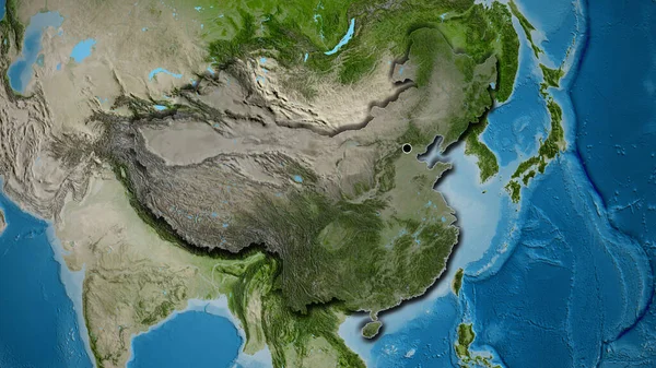 Close China Border Area Highlighting Dark Overlay Satellite Map Capital — Stock Photo, Image
