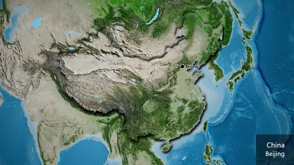 Close Van Het Chinese Grensgebied Een Satellietkaart Hoofdpunt Bevelrijke Randen — Stockfoto