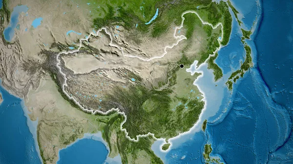 Close Área Fronteira China Suas Fronteiras Regionais Mapa Satélite Ponto — Fotografia de Stock