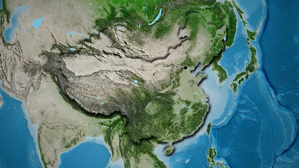 Close Área Fronteira China Mapa Satélite Ponto Capital Bordas Biseladas — Fotografia de Stock