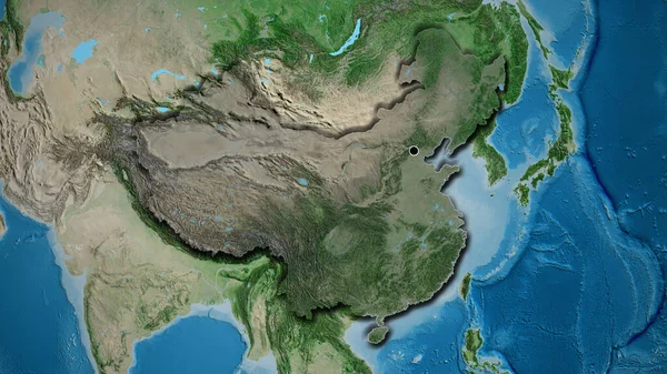 Close Área Fronteira China Destacando Com Uma Sobreposição Escura Mapa — Fotografia de Stock