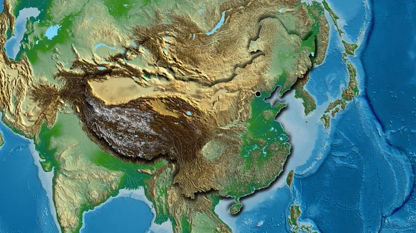 Primer Plano Zona Fronteriza China Mapa Físico Punto Capital Bordes — Foto de Stock