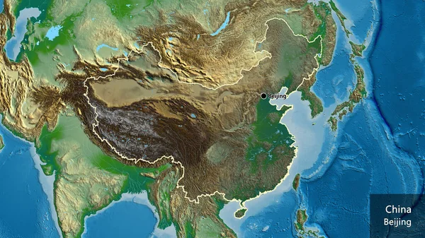 Close Área Fronteira China Destacando Com Uma Sobreposição Escura Mapa — Fotografia de Stock
