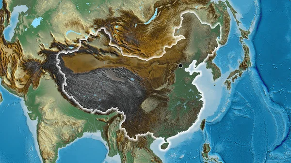 Gros Plan Zone Frontalière Chine Surbrillance Avec Une Couverture Sombre — Photo