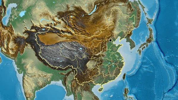 Γκρο Πλαν Της Παραμεθόριας Περιοχής Της Κίνας Και Των Περιφερειακών — Φωτογραφία Αρχείου