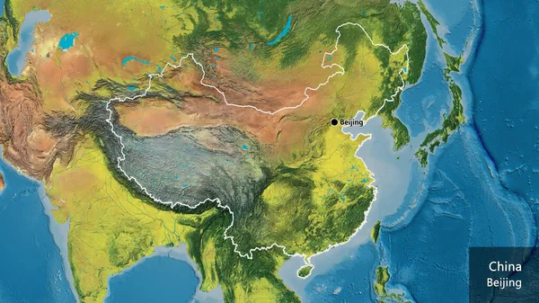 Close Van Het Chinese Grensgebied Een Topografische Kaart Hoofdpunt Schets — Stockfoto