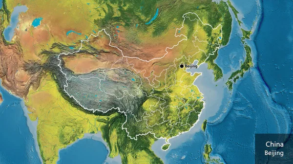 Close Van Het Chinese Grensgebied Zijn Regionale Grenzen Een Topografische — Stockfoto