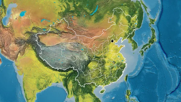 Крупный План Приграничной Зоны Китая Региональных Границ Топографической Карте Отличный — стоковое фото