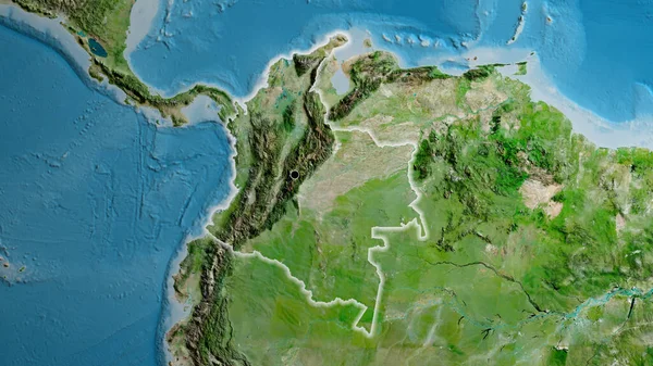 Close Van Het Grensgebied Van Colombia Een Satellietkaart Hoofdpunt Glow — Stockfoto