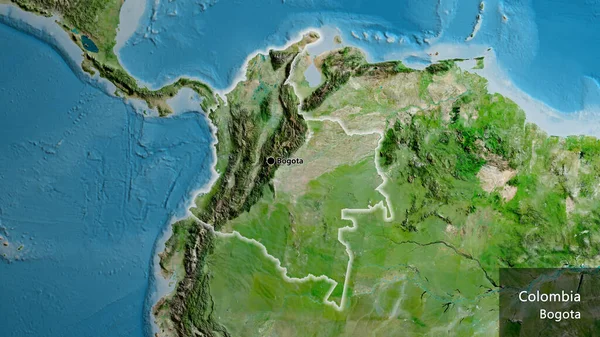 Detailní Záběr Kolumbijské Hraniční Oblasti Satelitní Mapě Fakt Záře Kolem — Stock fotografie