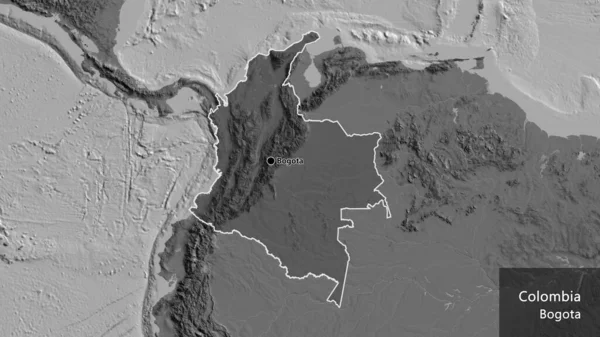 Крупный План Приграничной Зоны Колумбии Выделяющийся Тёмным Наложением Двустворчатую Карту — стоковое фото