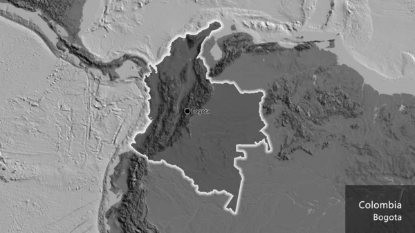 Крупный План Приграничной Зоны Колумбии Выделяющийся Тёмным Наложением Двустворчатую Карту — стоковое фото