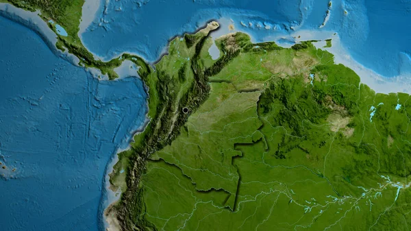 Close Colombia Border Area Satellite Map Capital Point Bevelled Edges — Stock Photo, Image